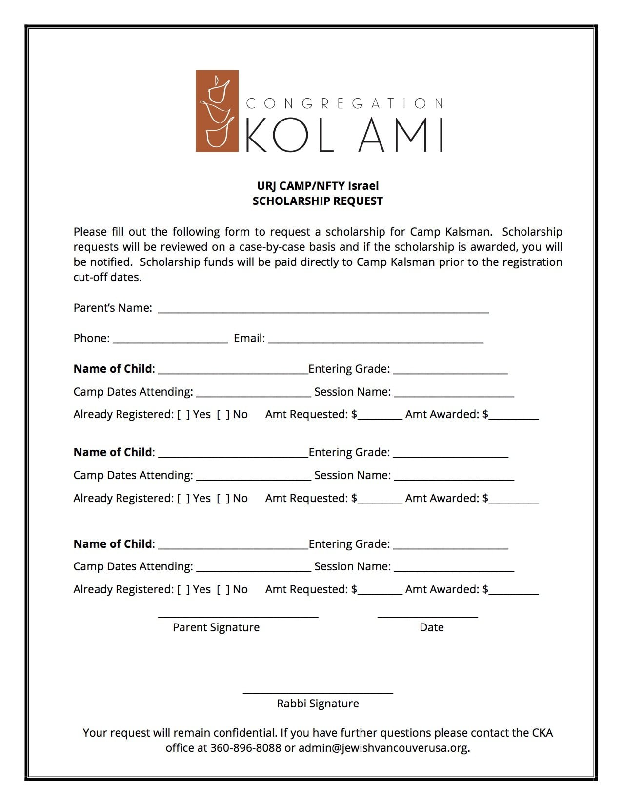 urj camp scholarship